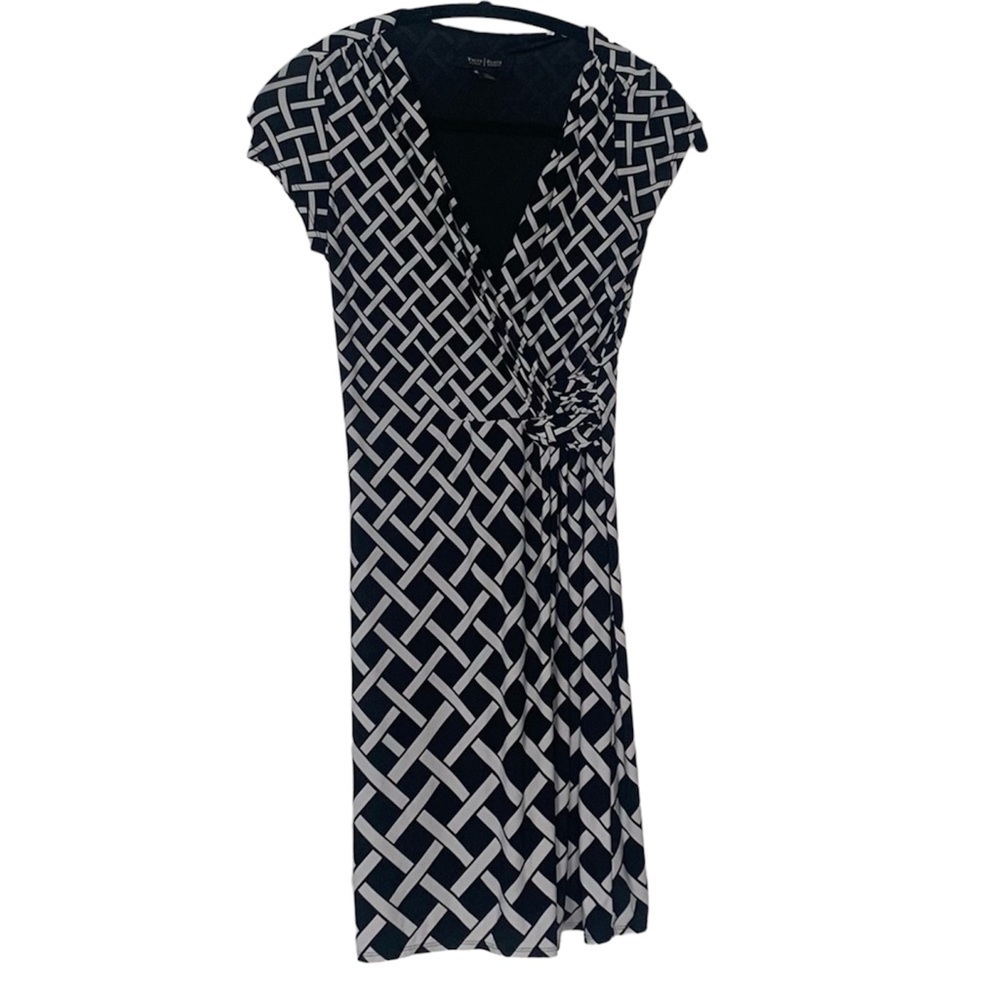 White House Black Market Faux Wrap Geometric Print Midi Dress size 2